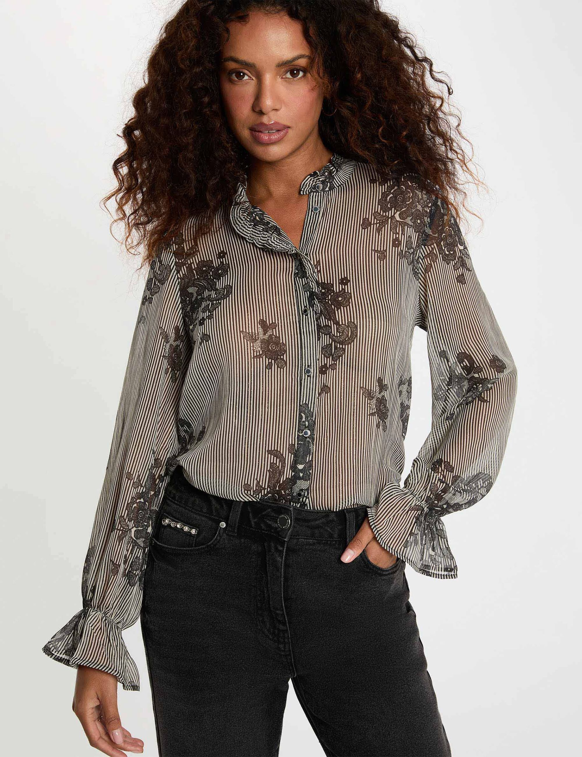 chemise-imprimee-col-montant-multicolore-femme-vue1-32536311045260900 Morgan De Toi 261-COUTY.F MULTICO