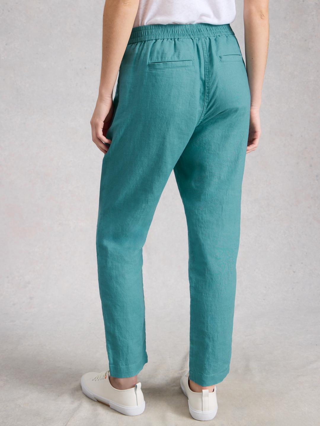 White Stuff ROWENA LINEN TROUSER MID TEAL