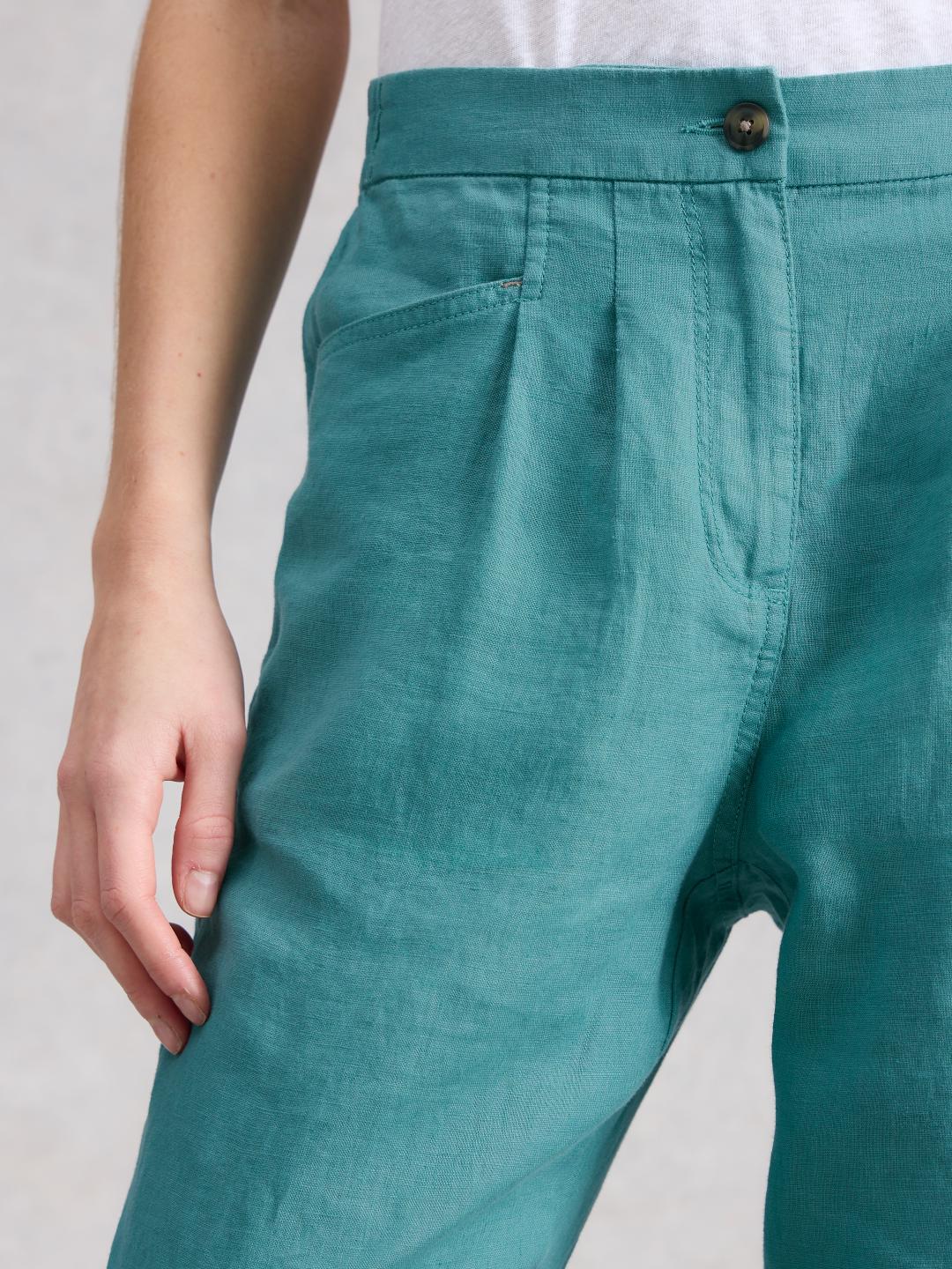 White Stuff ROWENA LINEN TROUSER MID TEAL