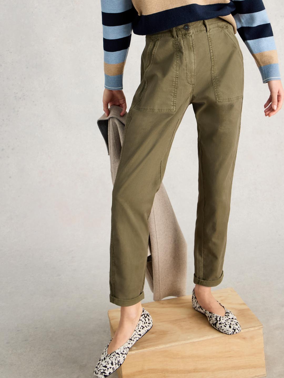 445087-KHAKI_GRN-L White Stuff TWISTER CHINO TROUSER KHAKI GRN