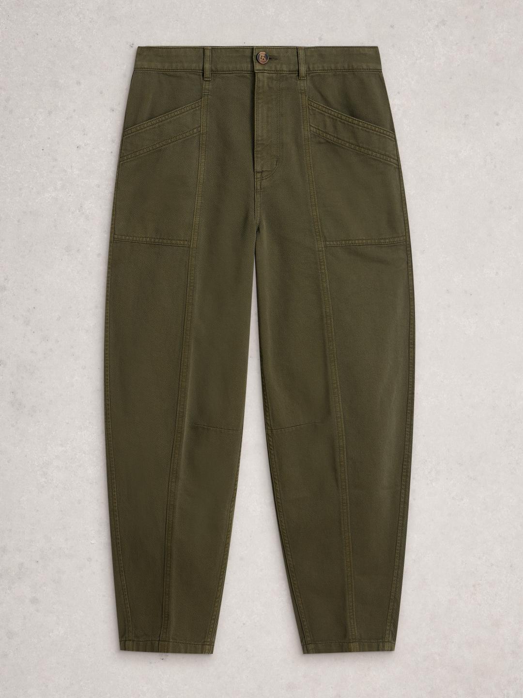 445090-KHAKI_GRN-FF White Stuff AUBREY BARREL TROUSER KHAKI GRN