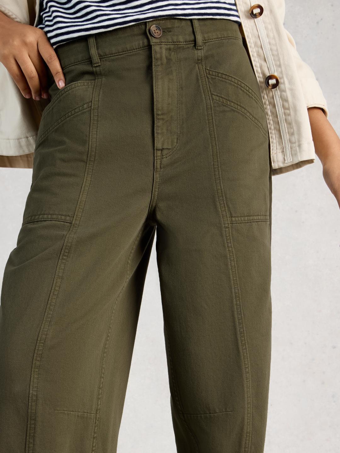 445090-KHAKI_GRN-MD White Stuff AUBREY BARREL TROUSER KHAKI GRN