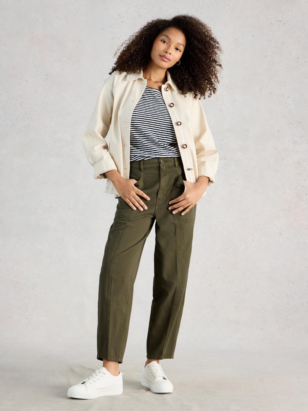 445090-KHAKI_GRN-MF White Stuff AUBREY BARREL TROUSER KHAKI GRN