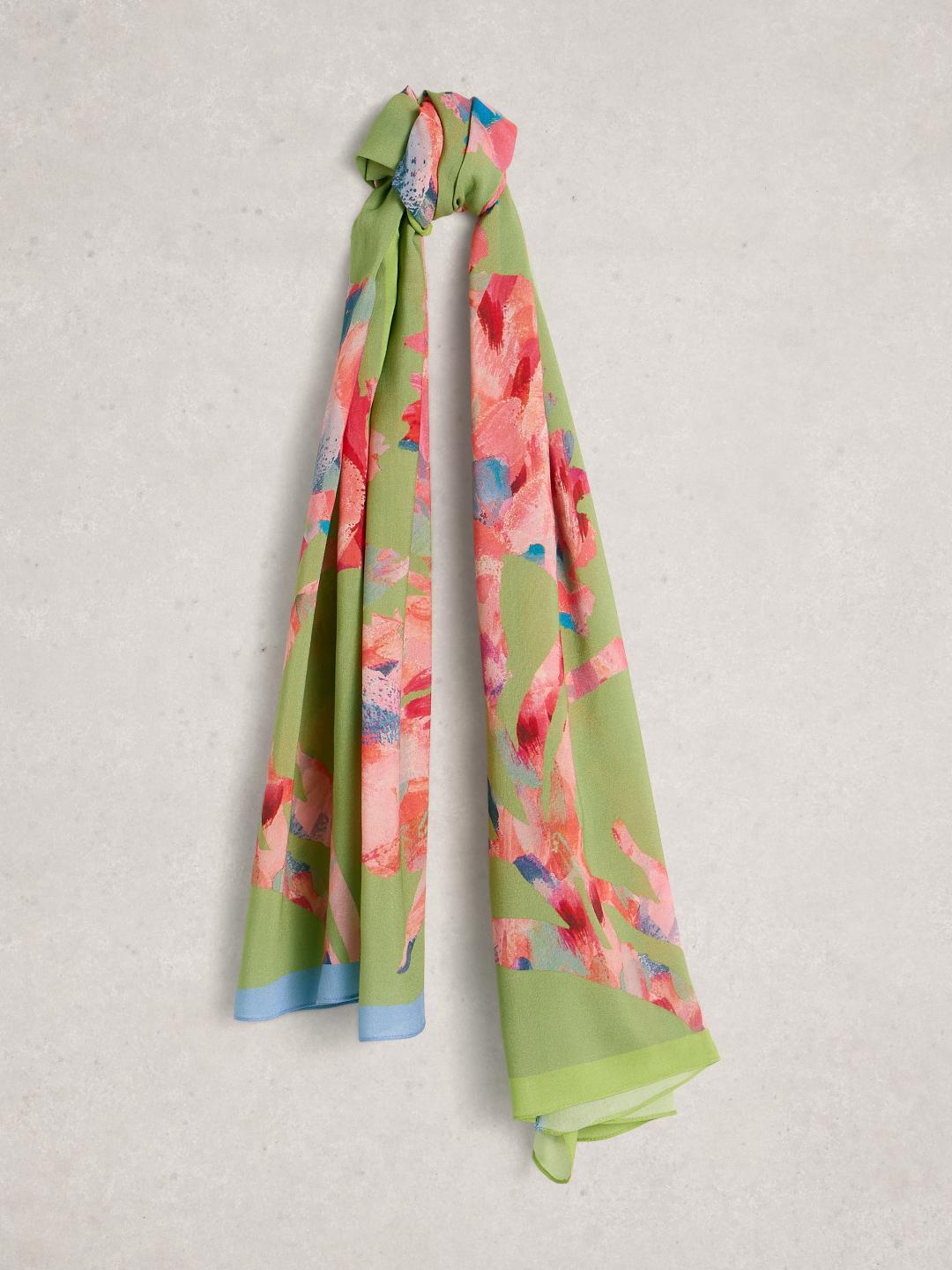 445101-GREEN_PR-FF White Stuff SOPHIE PRINTED SCARF GREEN PR