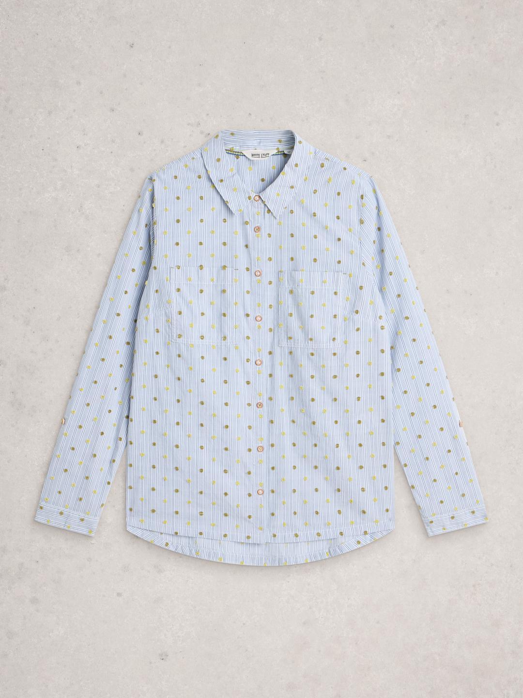 445245-BLUE_MLT-FF White Stuff SOPHIE ORGANIC COTTON SHIRT BLUE MLT