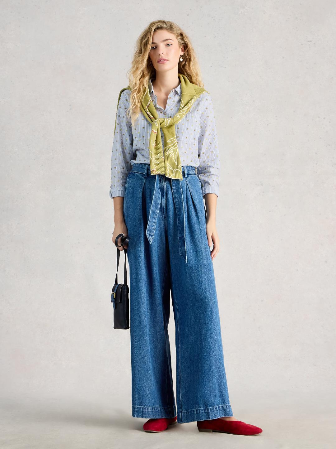 445245-BLUE_MLT-MF White Stuff SOPHIE ORGANIC COTTON SHIRT BLUE MLT