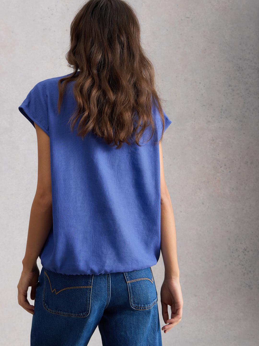 445251-BRT_BLUE-MB White Stuff NICOLE LINEN BLEND TOP BRT BLUE