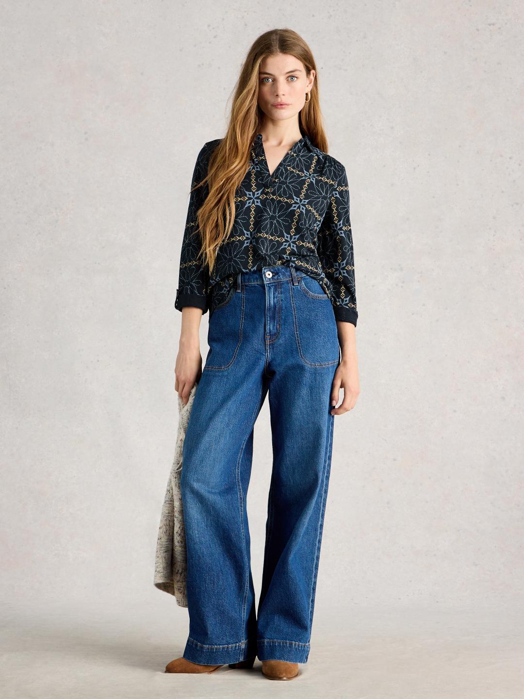 445345-NAVY_PR-MF White Stuff ALLIE JERSEY SHIRT NAVY PR