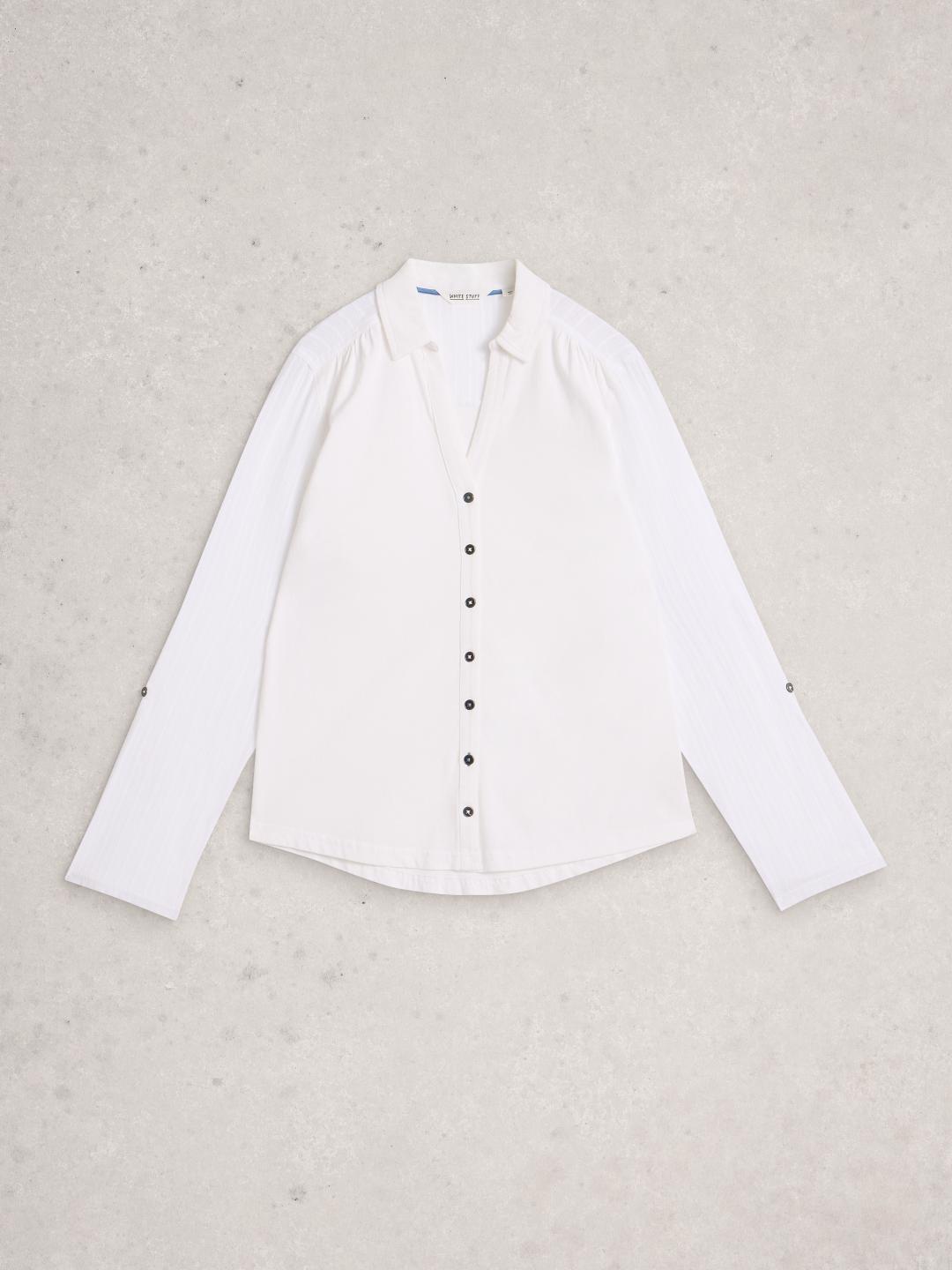 White Stuff ANNIE MIX JERSEY SHIRT BRIL WHITE
