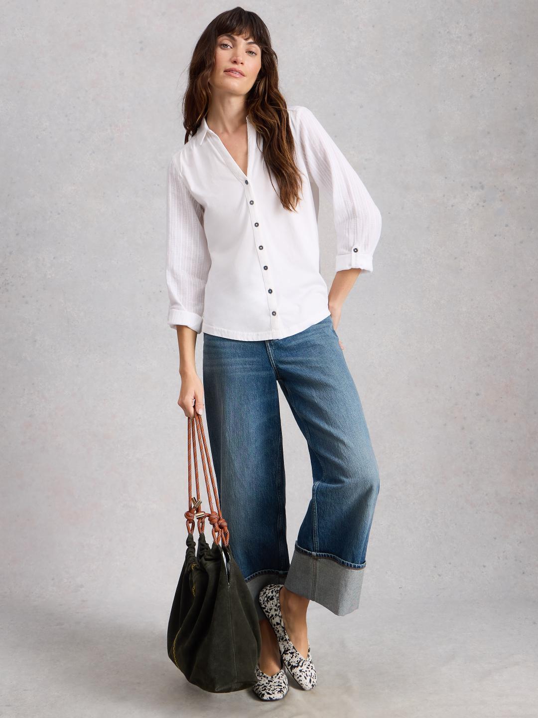 445367-BRIL_WHITE-MF White Stuff ANNIE MIX JERSEY SHIRT BRIL WHITE