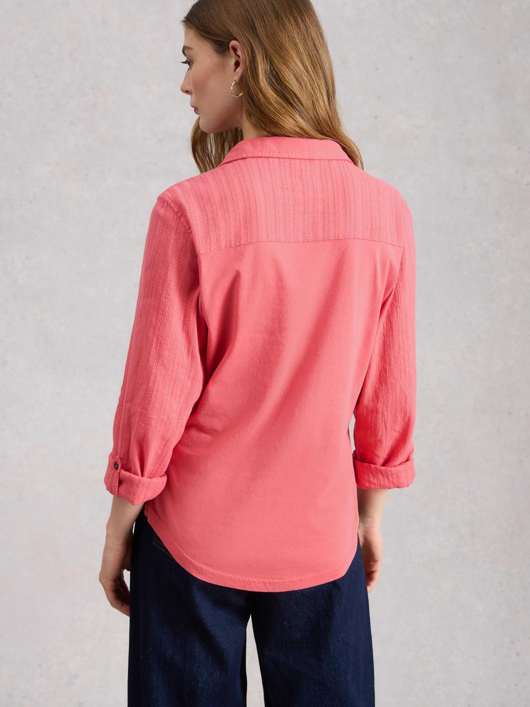 445367-MID_PINK-MB White Stuff ANNIE MIX JERSEY SHIRT MID PINK