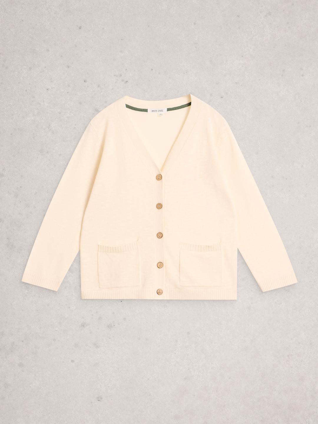 White Stuff NOVA LINEN BLEND CARDI NAT WHITE