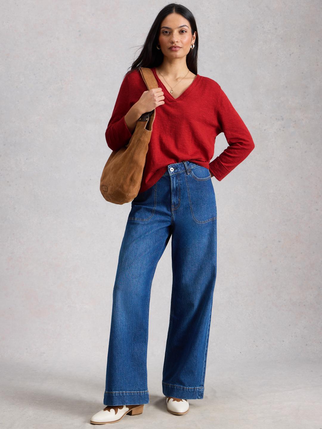 445420-MID_RED-MF White Stuff ELODY LINEN BLEND JUMPER MID RED