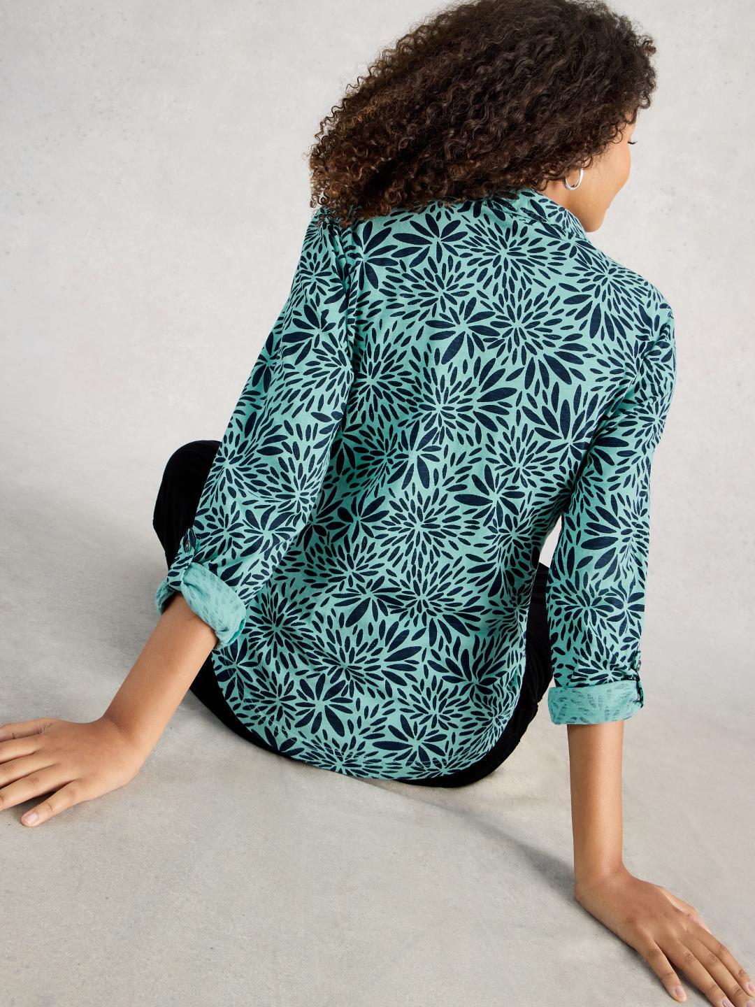 445494-TEAL_PR-MB White Stuff ANNIE JERSEY SHIRT TEAL PR