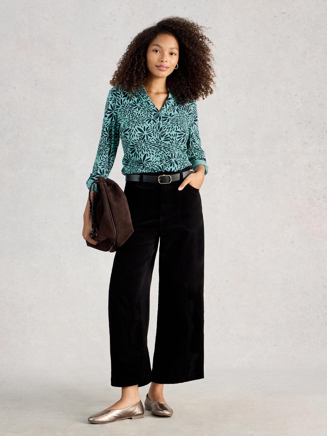 445494-TEAL_PR-MF White Stuff ANNIE JERSEY SHIRT TEAL PR