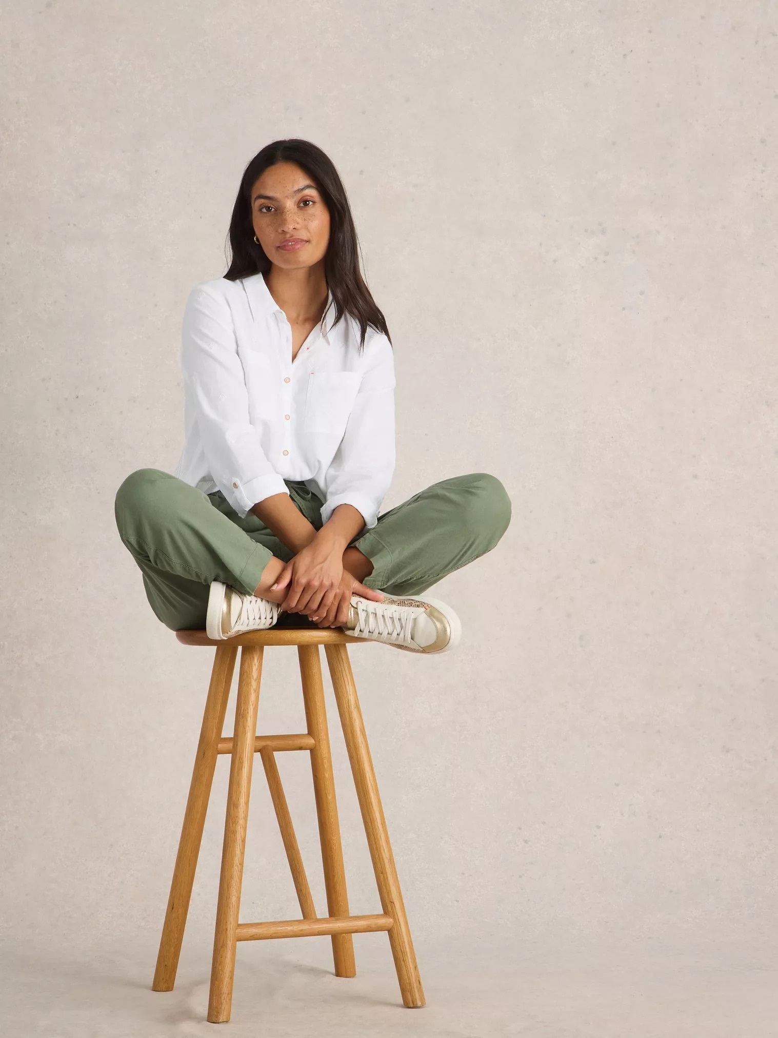 White Stuff SOPHIE ORGANIC COTTON SHIRT PALE IVORY