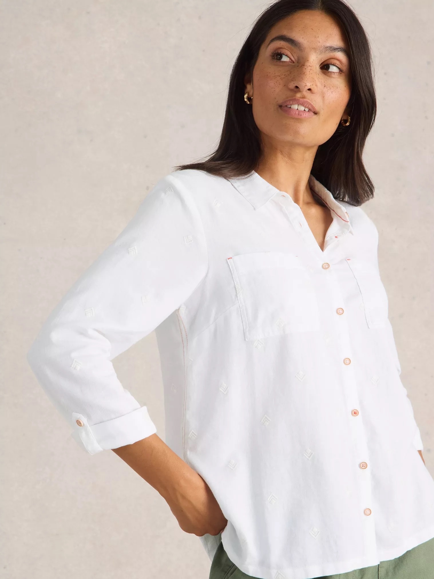 442783-PALE_IVORY-MD White Stuff SOPHIE ORGANIC COTTON SHIRT PALE IVORY