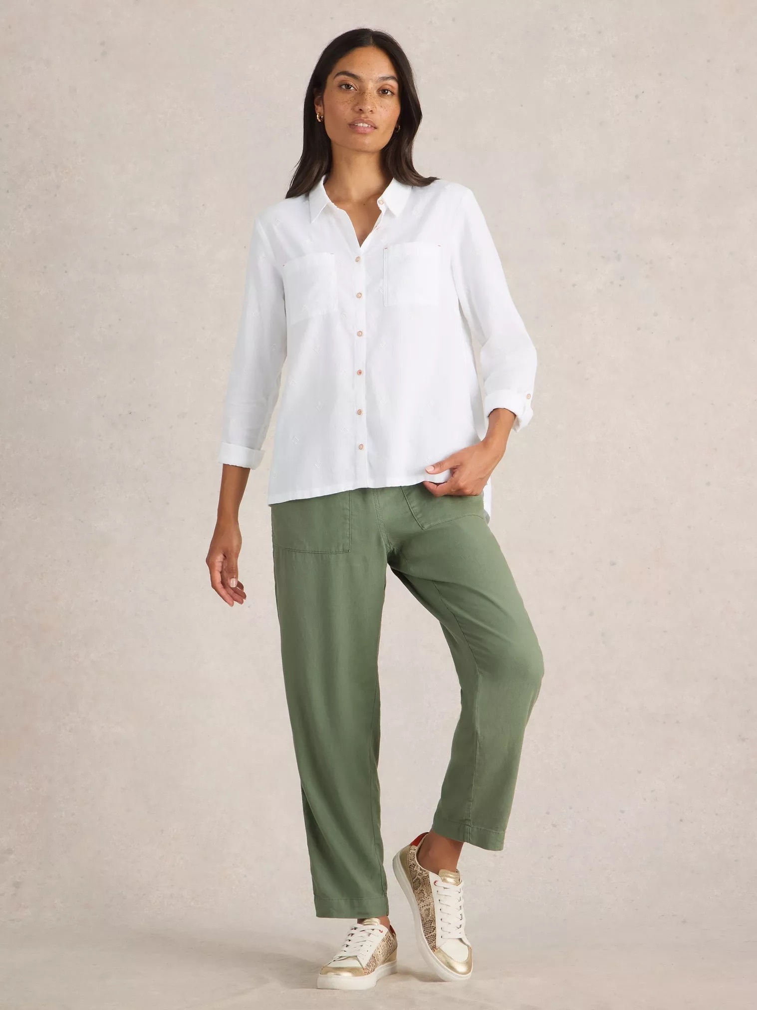 White Stuff SOPHIE ORGANIC COTTON SHIRT PALE IVORY