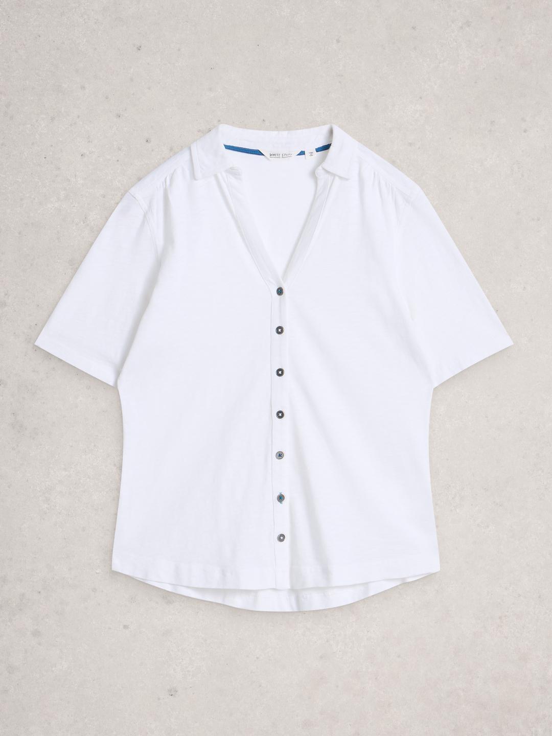 White Stuff ANNIE SS JERSEY SHIRT BRIL WHITE