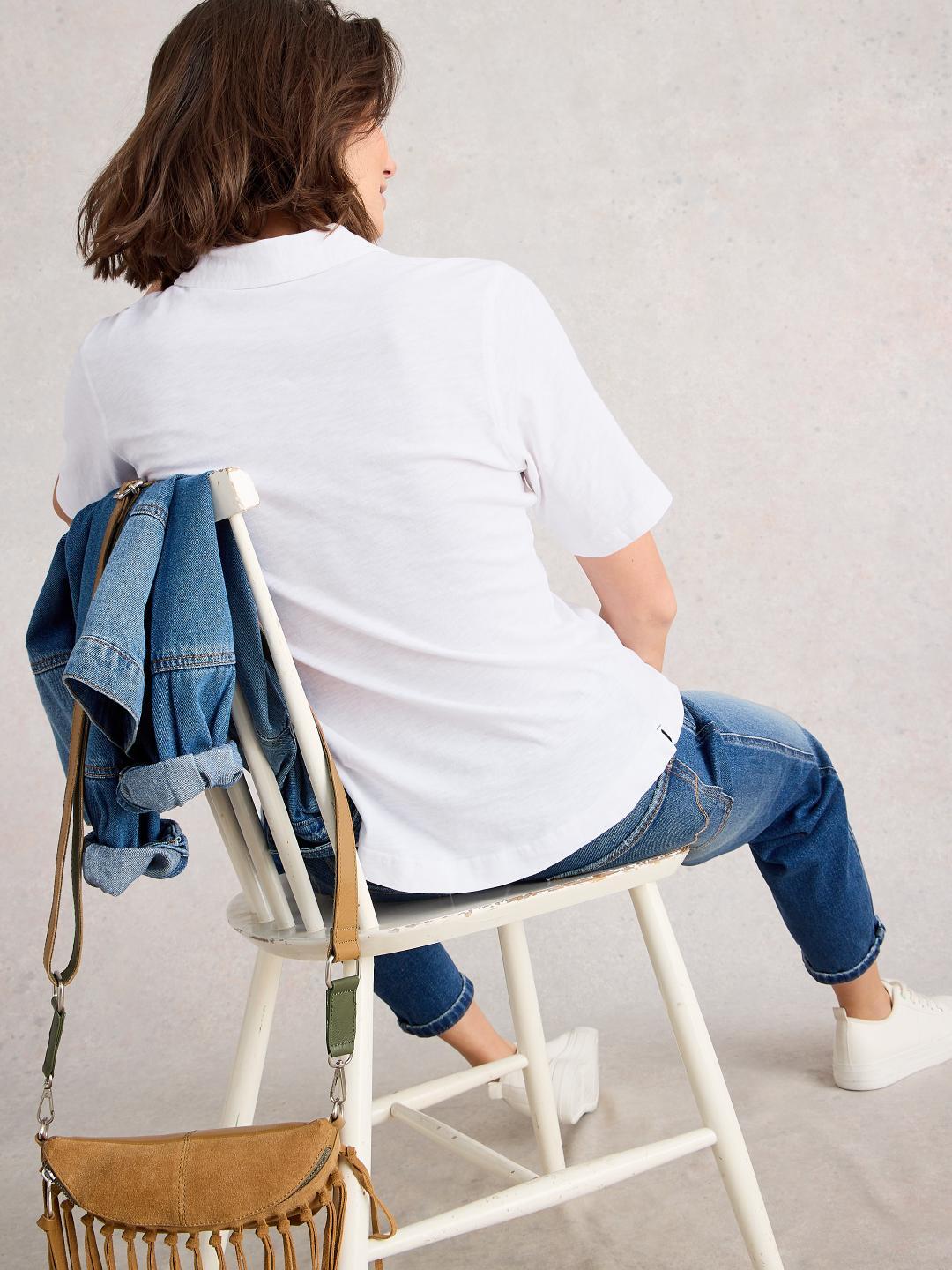 White Stuff ANNIE SS JERSEY SHIRT BRIL WHITE