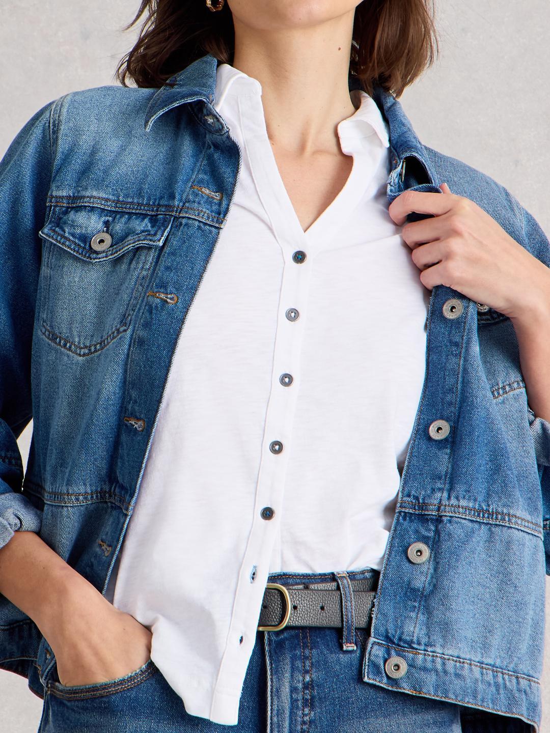 White Stuff ANNIE SS JERSEY SHIRT BRIL WHITE