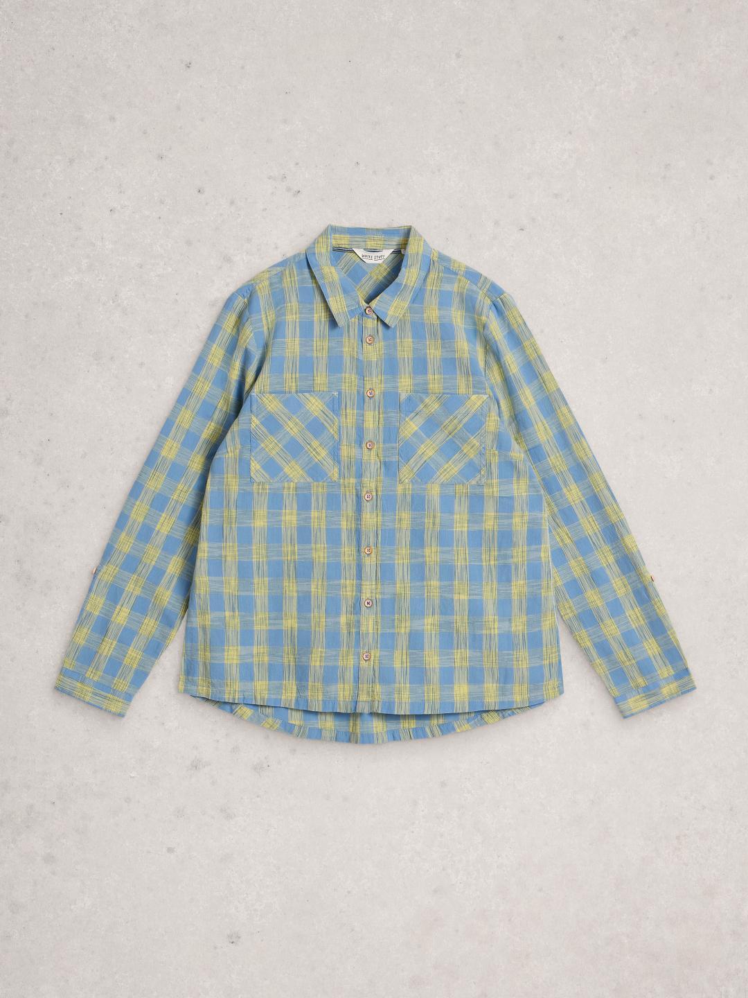 445279-BLUE_MLT-FF White Stuff SOPHIE ORGANIC CHECK SHIRT BLUE MLT