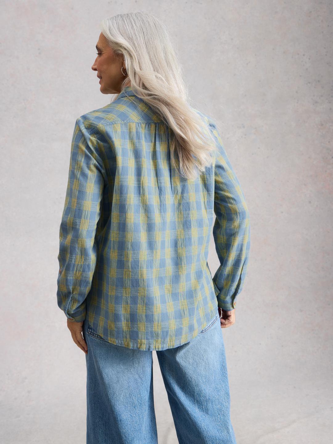 445279-BLUE_MLT-MB White Stuff SOPHIE ORGANIC CHECK SHIRT BLUE MLT