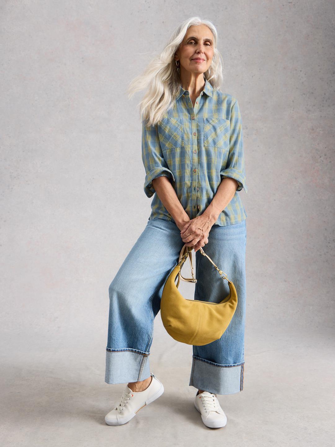 445279-BLUE_MLT-MF White Stuff SOPHIE ORGANIC CHECK SHIRT BLUE MLT