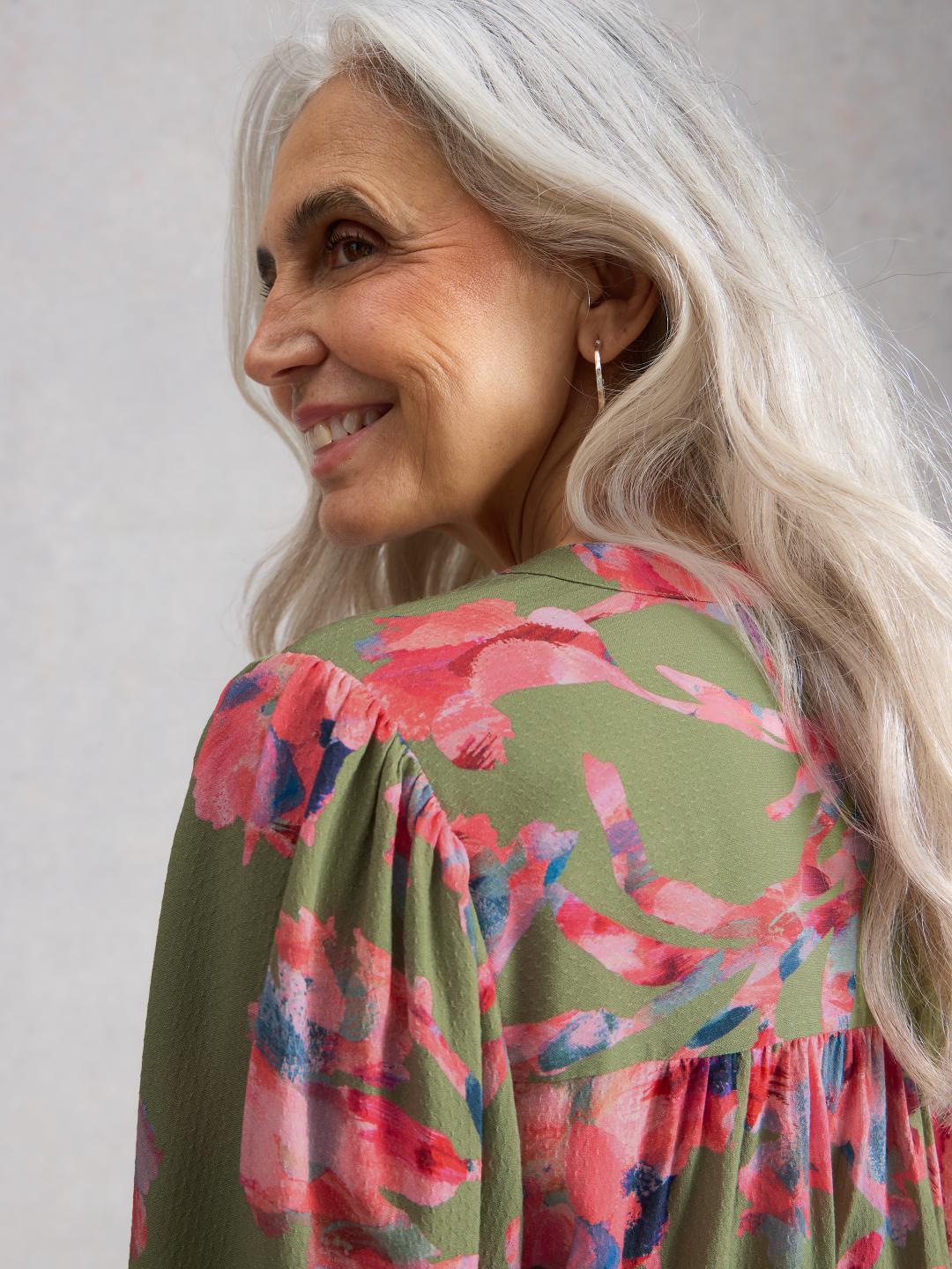 White Stuff LANA TOP GREEN MLT