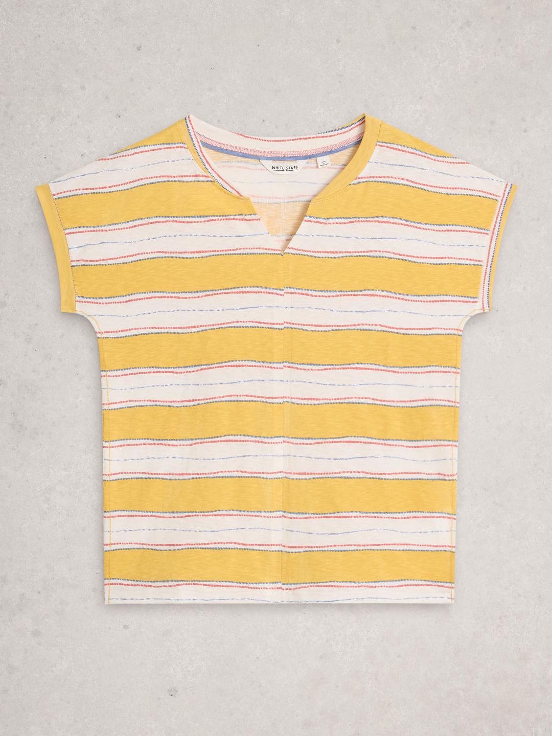 White Stuff NELLY NOTCH STRIPE TEE YELLOW MLT