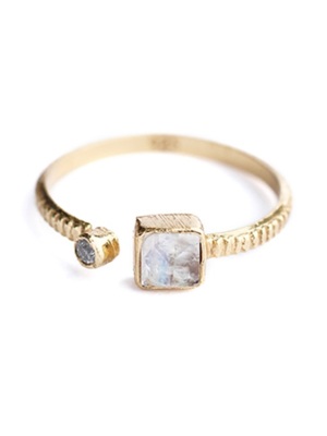 Muja Juma Gold Plated Moonstone & Labradorite Open Ring
