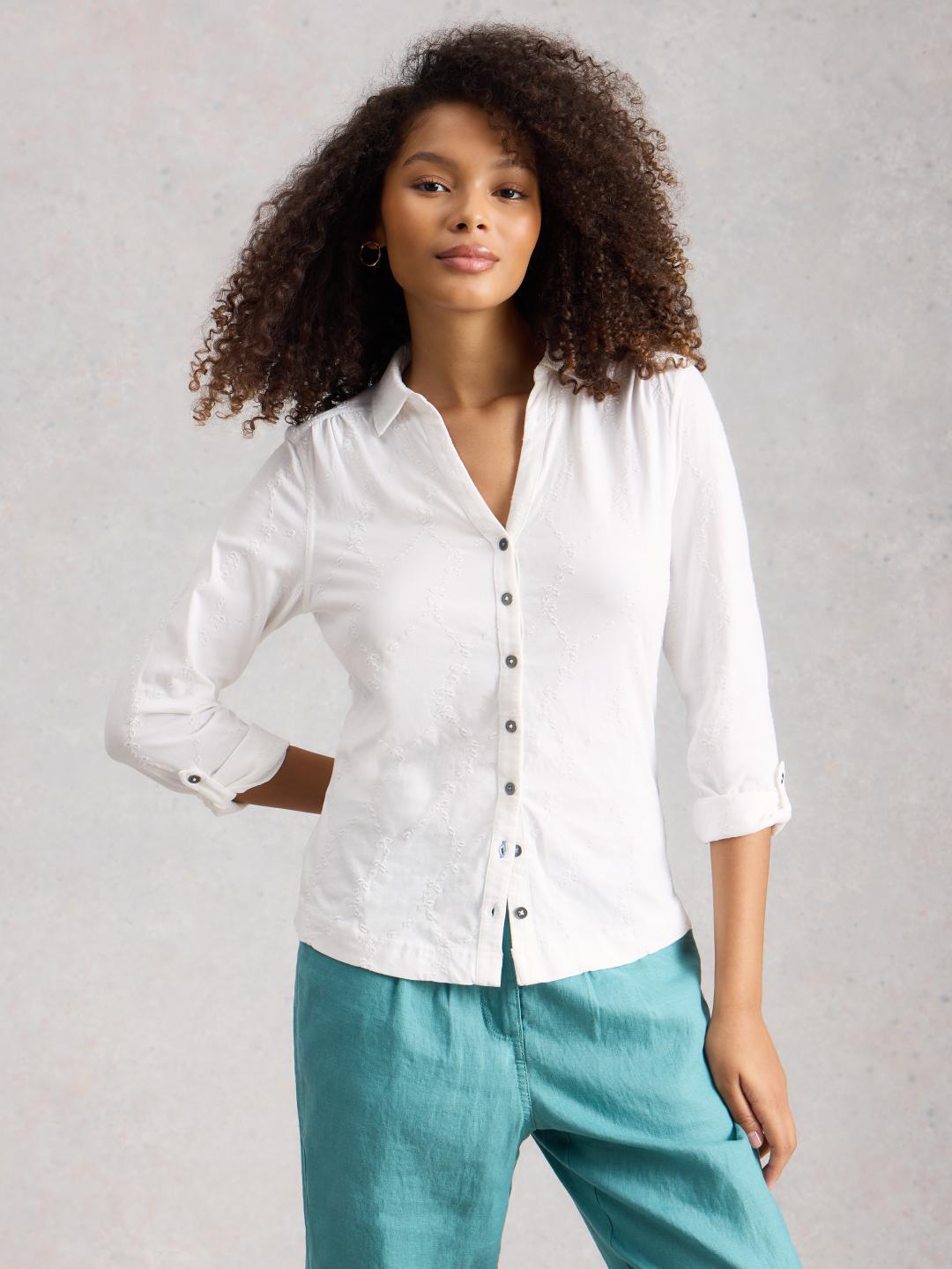 445368-BRIL_WHITE-MD White Stuff ANNIE BRODERIE JERSEY SHIRT BRIL WHITE
