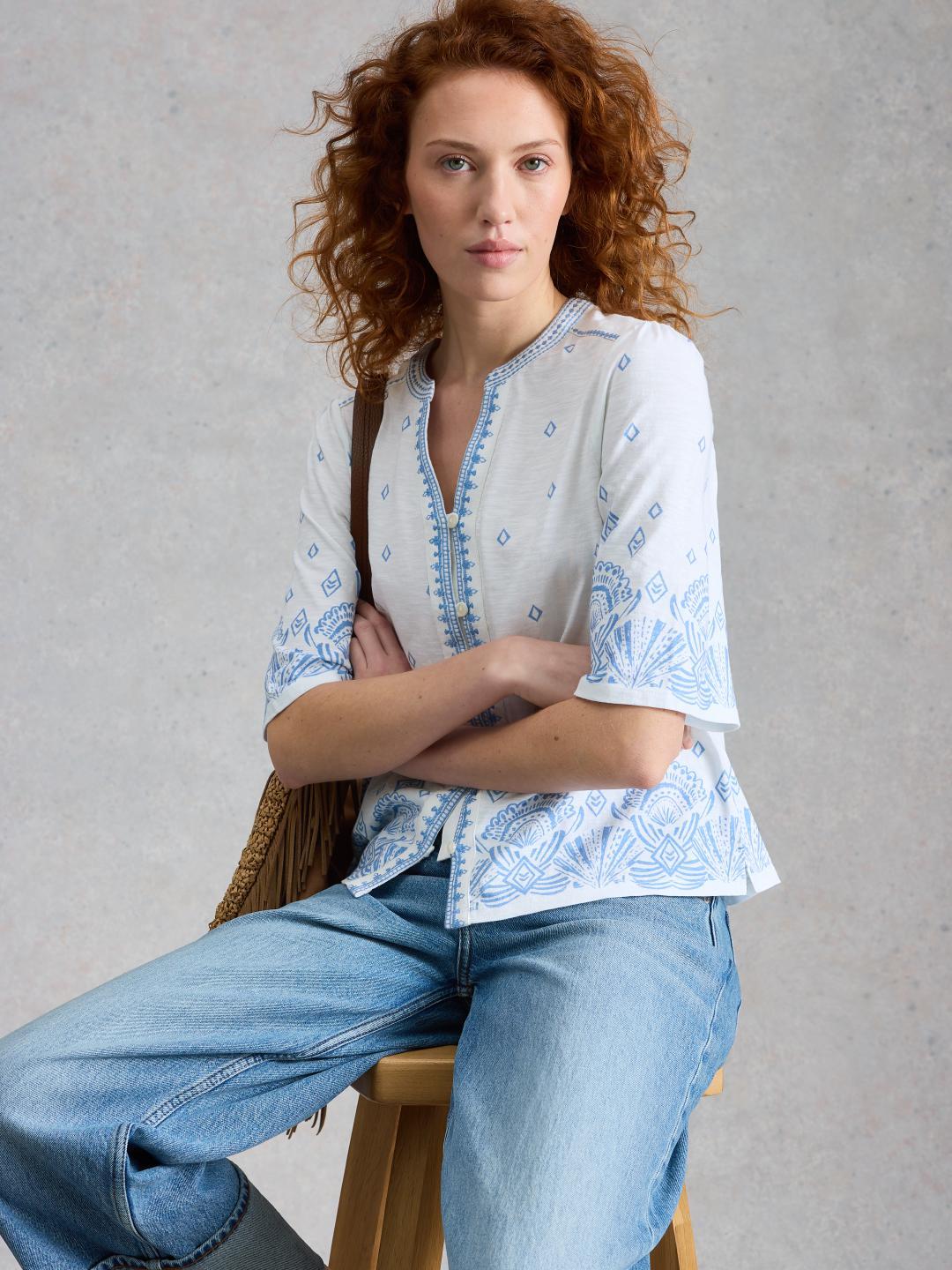 445844-WHITE_PR-L White Stuff LIZZIE BORDER EMBROIDERED TOP WHITE PR