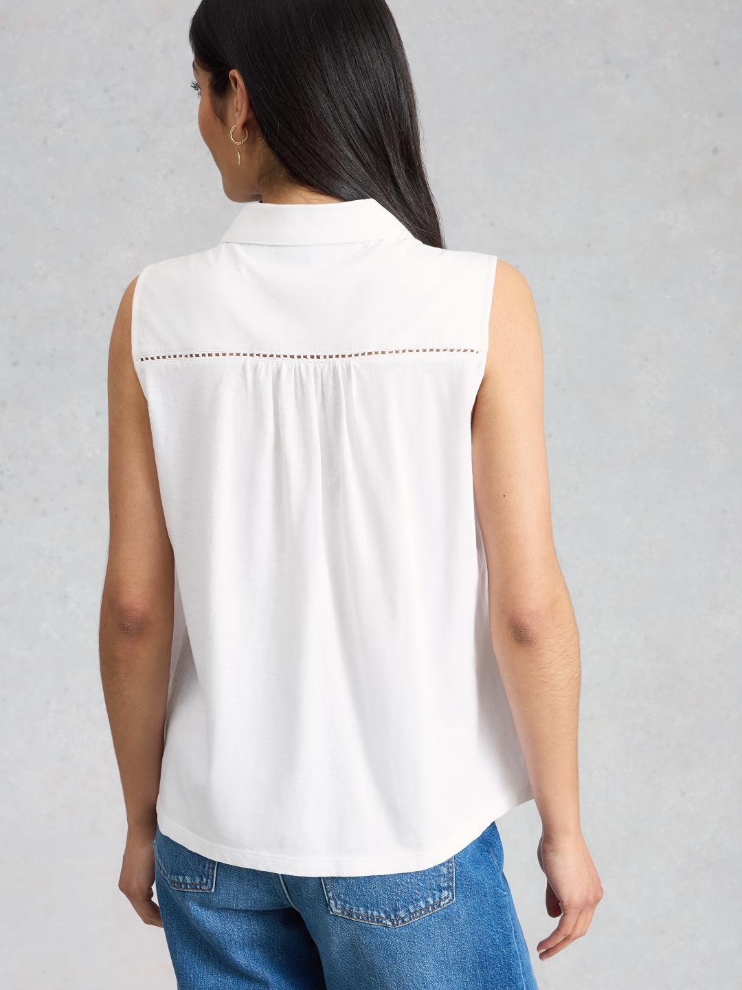 445847-BRIL_WHITE-MB White Stuff AMY EMB SLEEVELESS SHIRT BRIL WHITE