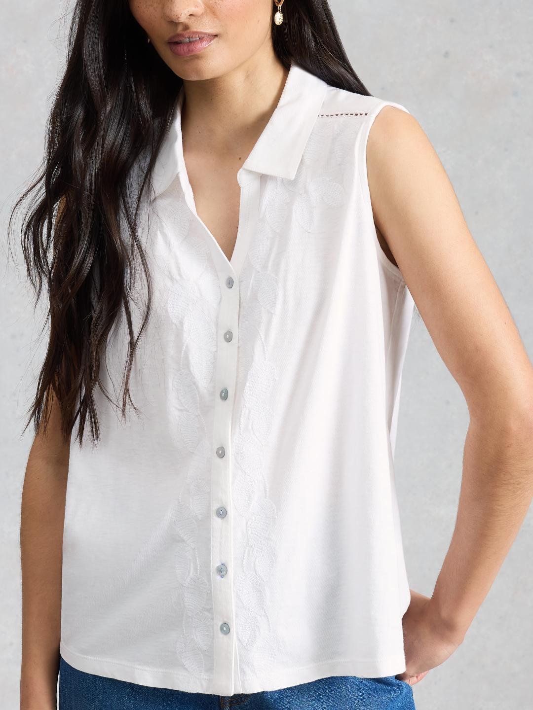 445847-BRIL_WHITE-MD White Stuff AMY EMB SLEEVELESS SHIRT BRIL WHITE