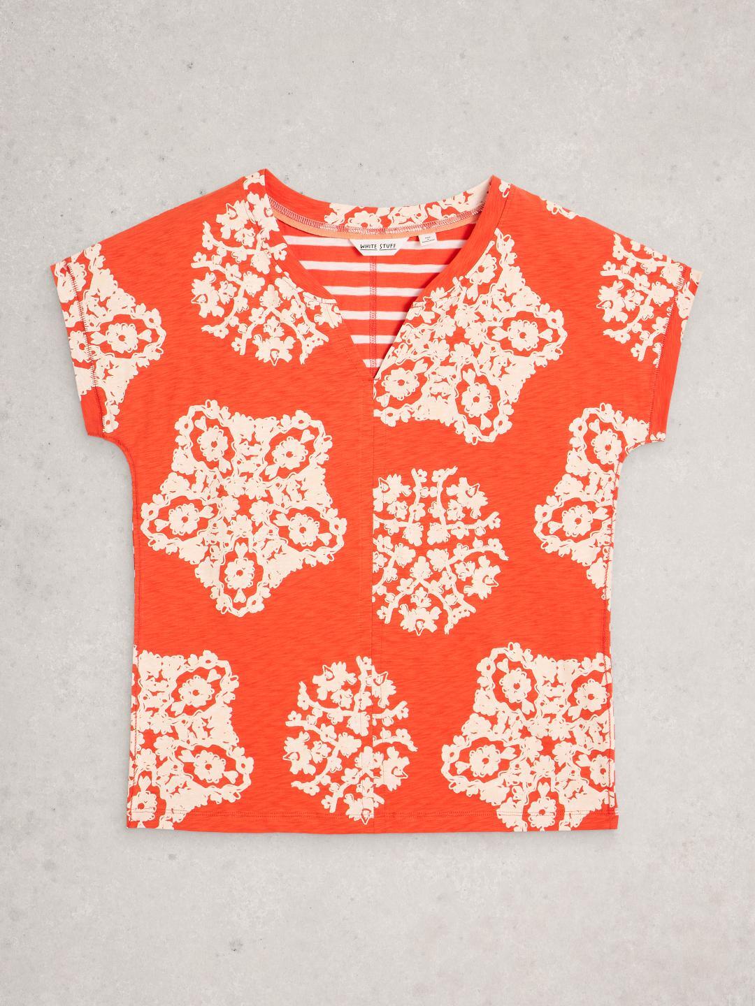 White Stuff NELLY NOTCH NECK TEE RED PR