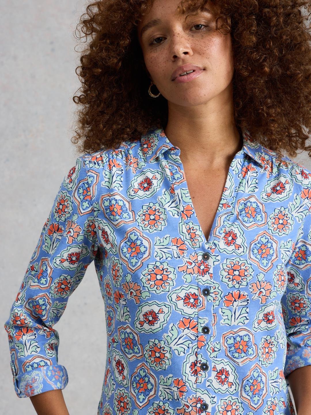 445888-BLUE_PR-L White Stuff ANNIE JERSEY SHIRT BLUE PR