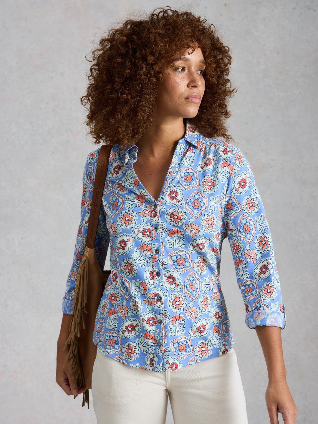 445888-BLUE_PR-MD White Stuff ANNIE JERSEY SHIRT BLUE PR