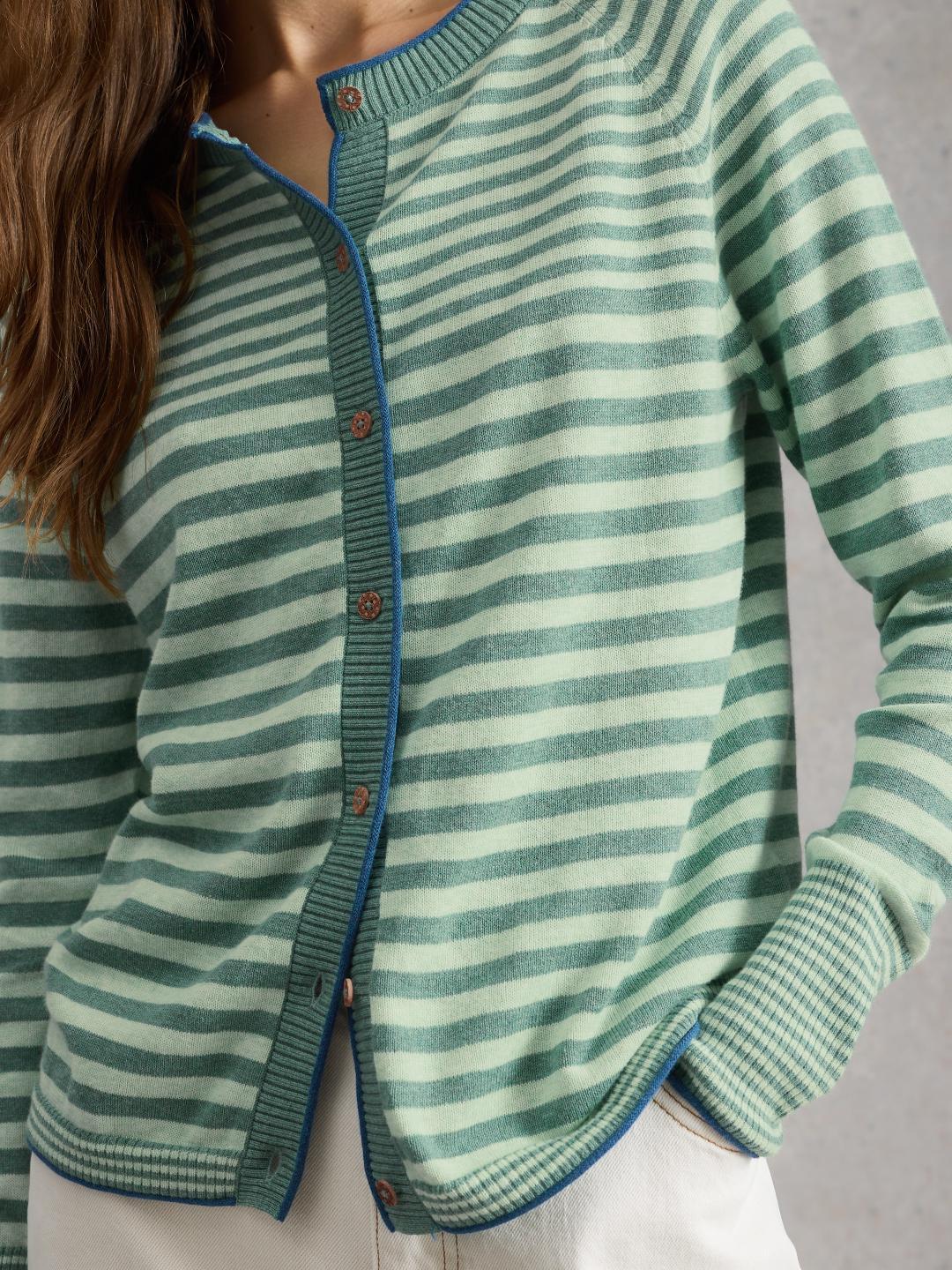 445898-GREEN_MLT-MD White Stuff LULU STRIPE CARDI GREEN MLT
