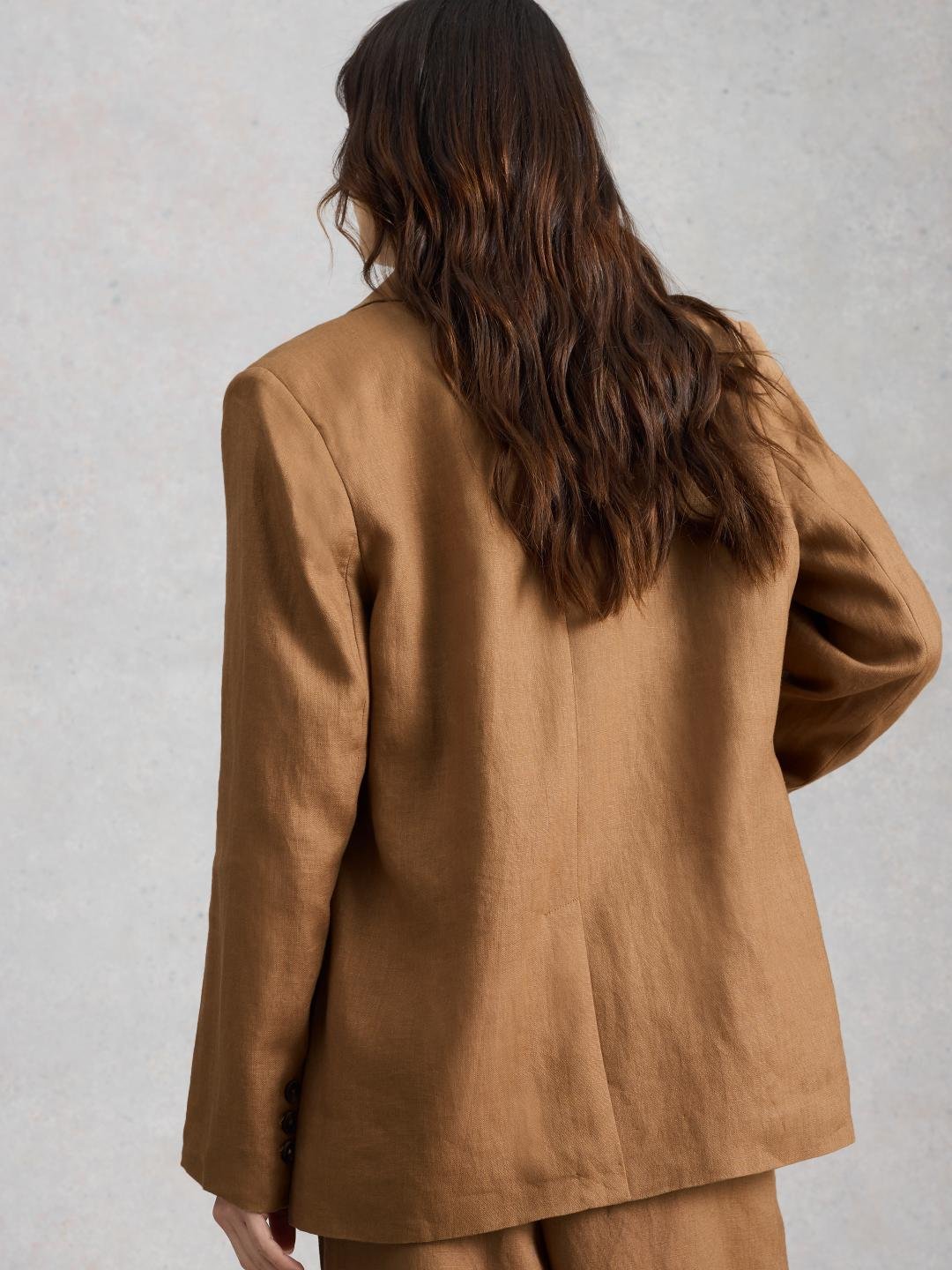 446052-MID_TAN-MB White Stuff SASHA LINEN BLAZER MID TAN