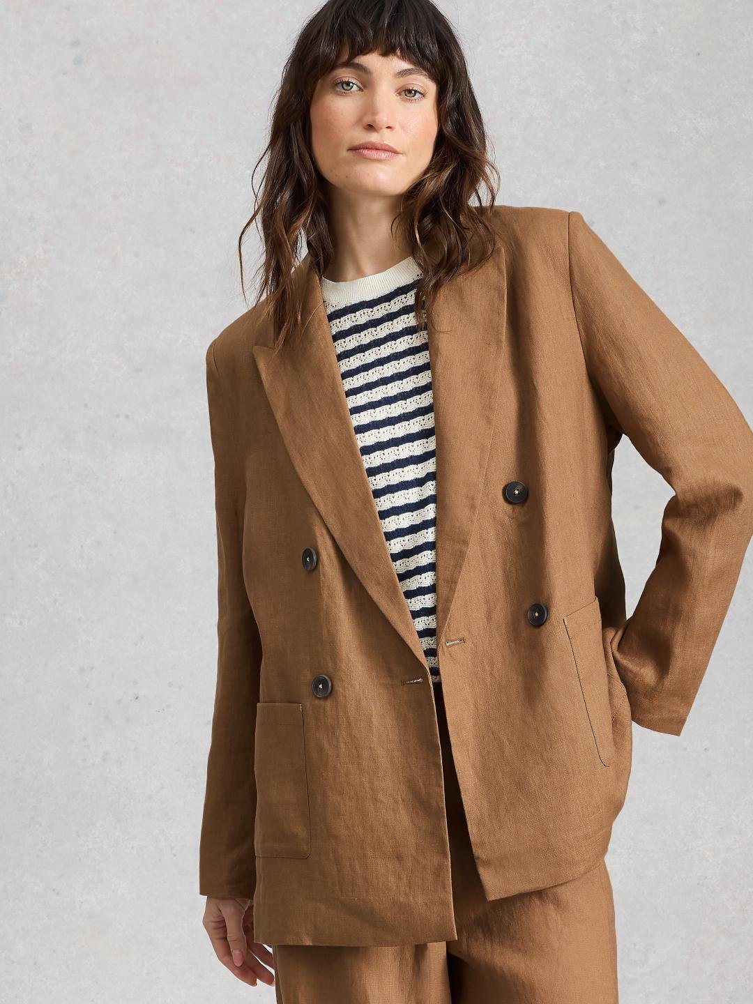 446052-MID_TAN-MD White Stuff SASHA LINEN BLAZER MID TAN