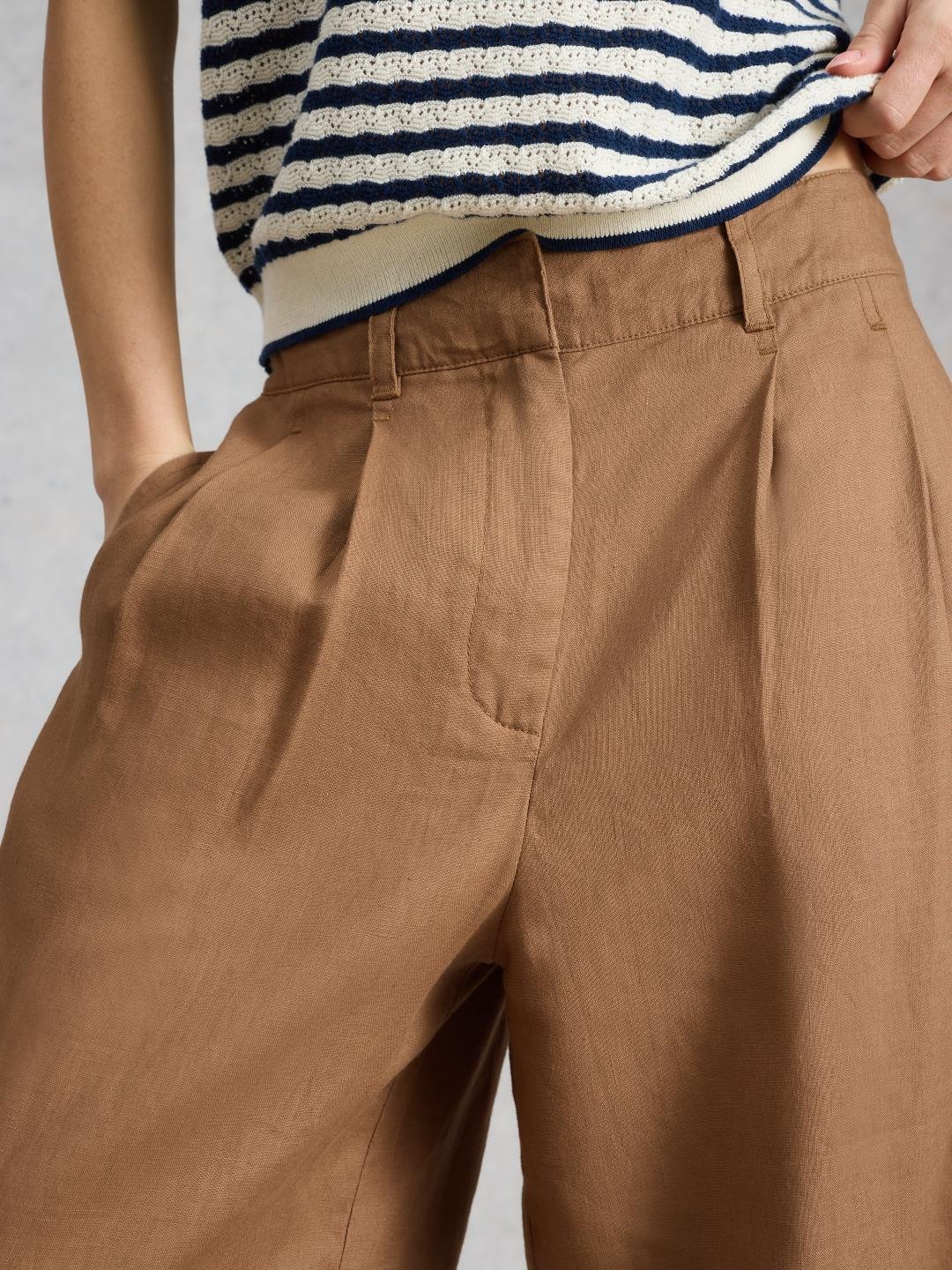 446062-MID_TAN-MD White Stuff SASHA WIDE LEG LINEN TROUSER MID TAN