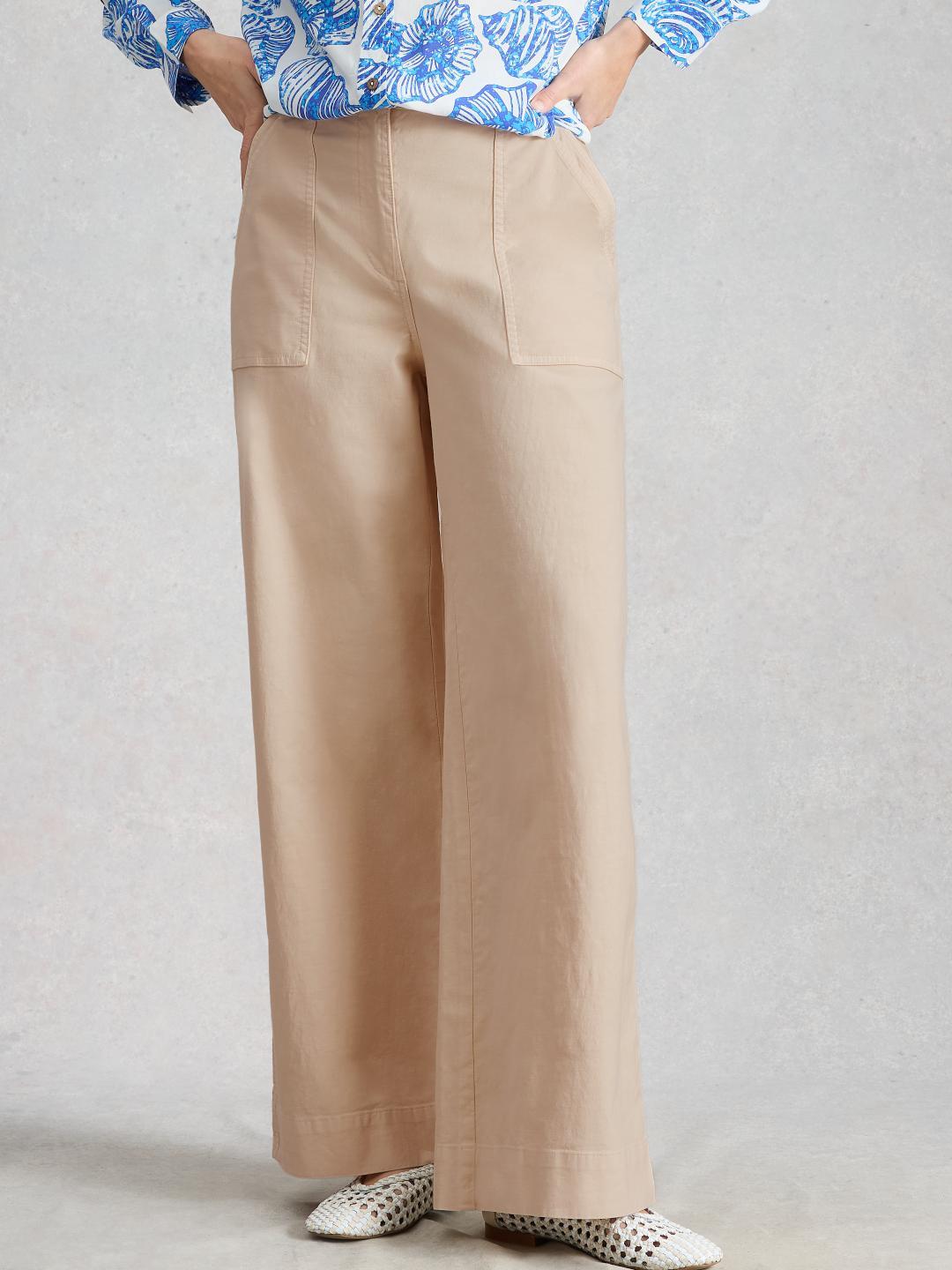 White Stuff TWISTER WIDE LEG CHINO TROUSER NAT WHITE