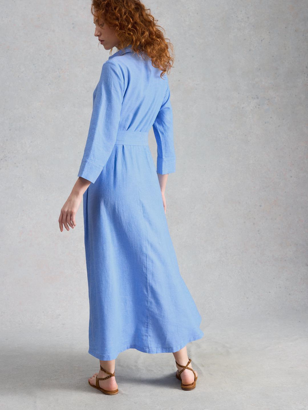 446134-CHAMB_BLUE-MB White Stuff SOMA LINEN SHIRT DRESS CHAMB BLUE