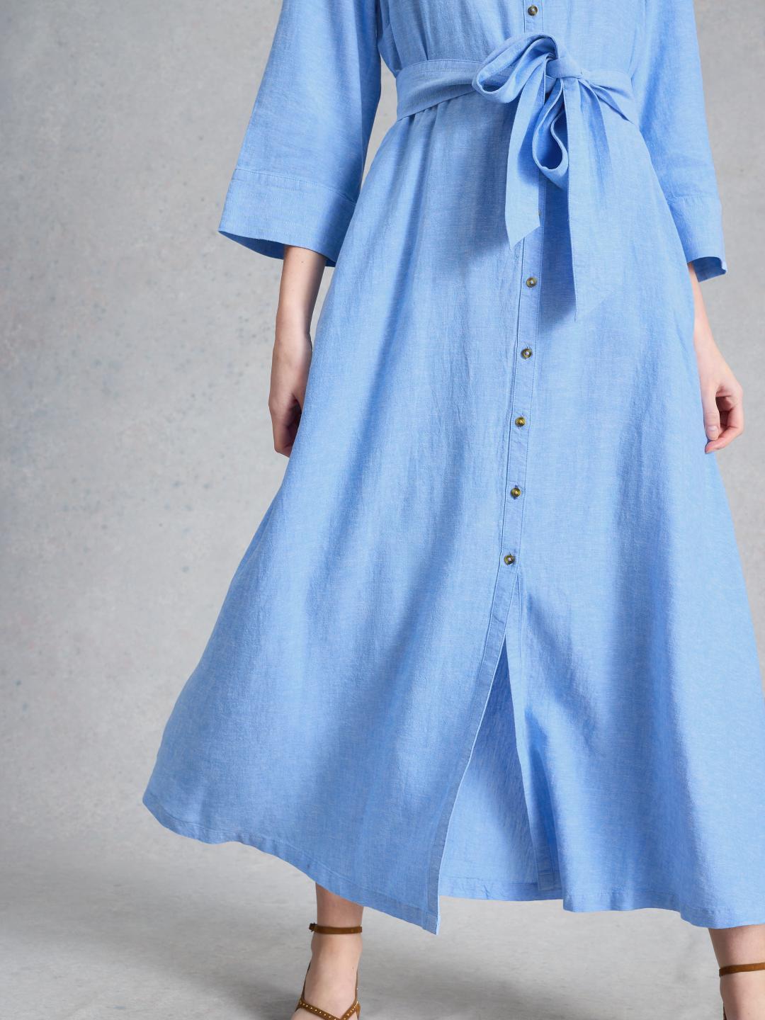 446134-CHAMB_BLUE-MD White Stuff SOMA LINEN SHIRT DRESS CHAMB BLUE