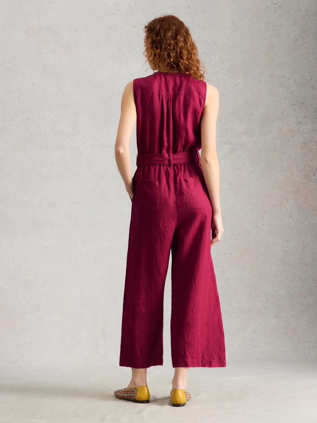 446195-DK_PINK-MB White Stuff BETTY LINEN JUMPSUIT DK PINK