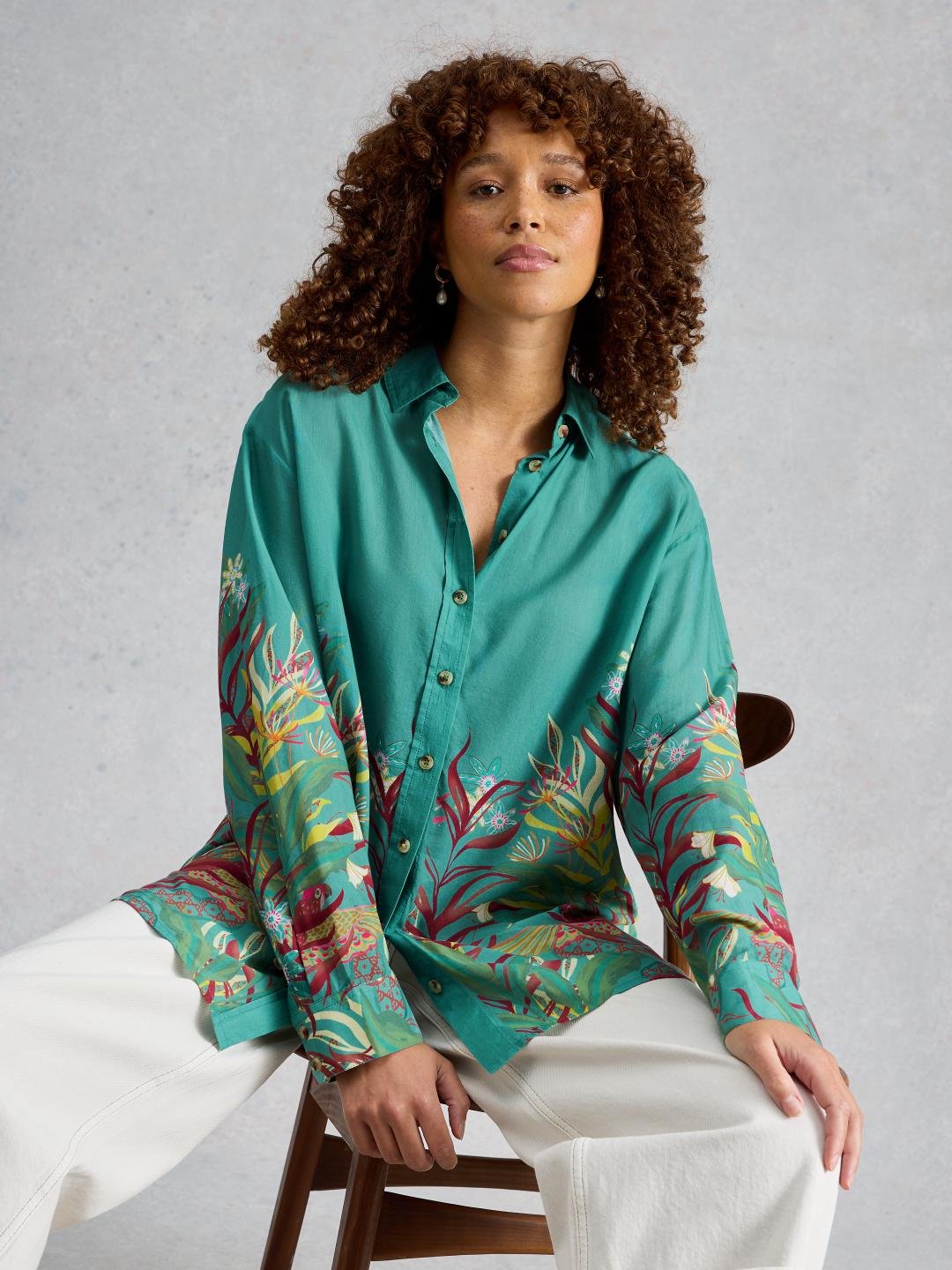 446201-TEAL_MLT-L White Stuff LYDIA SHIRT TEAL MLT