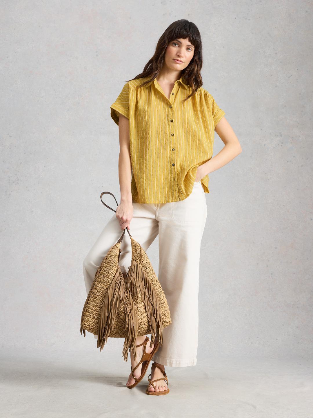 446202-MID_YELLOW-MF White Stuff ORLA BUTTON THROUGH SHIRT MID YELLOW