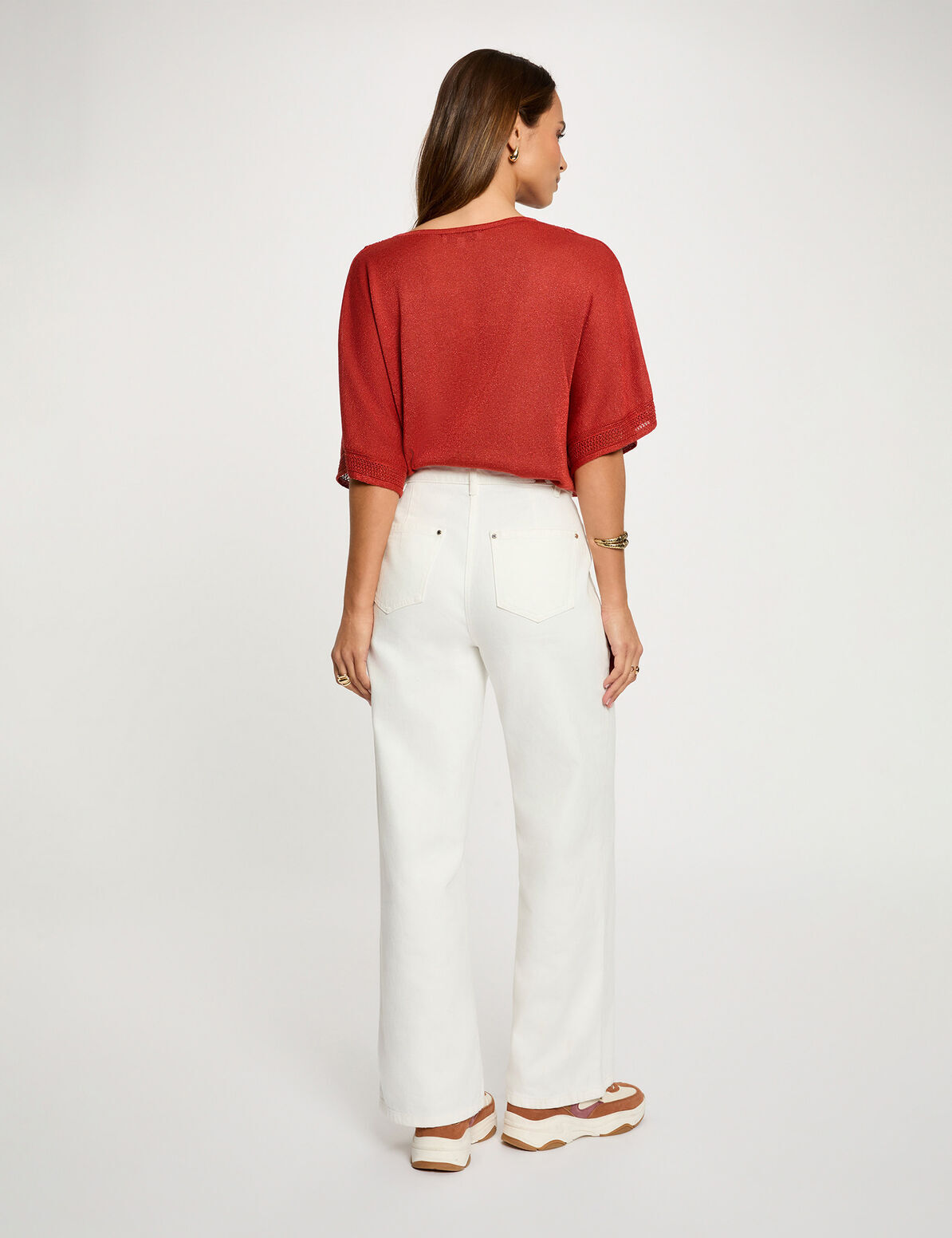 pull-col-en-v-manches-courtes-orange-fonce-femme-vue2-32536300972911149 Morgan De Toi 241-MCHRIS ORANGE