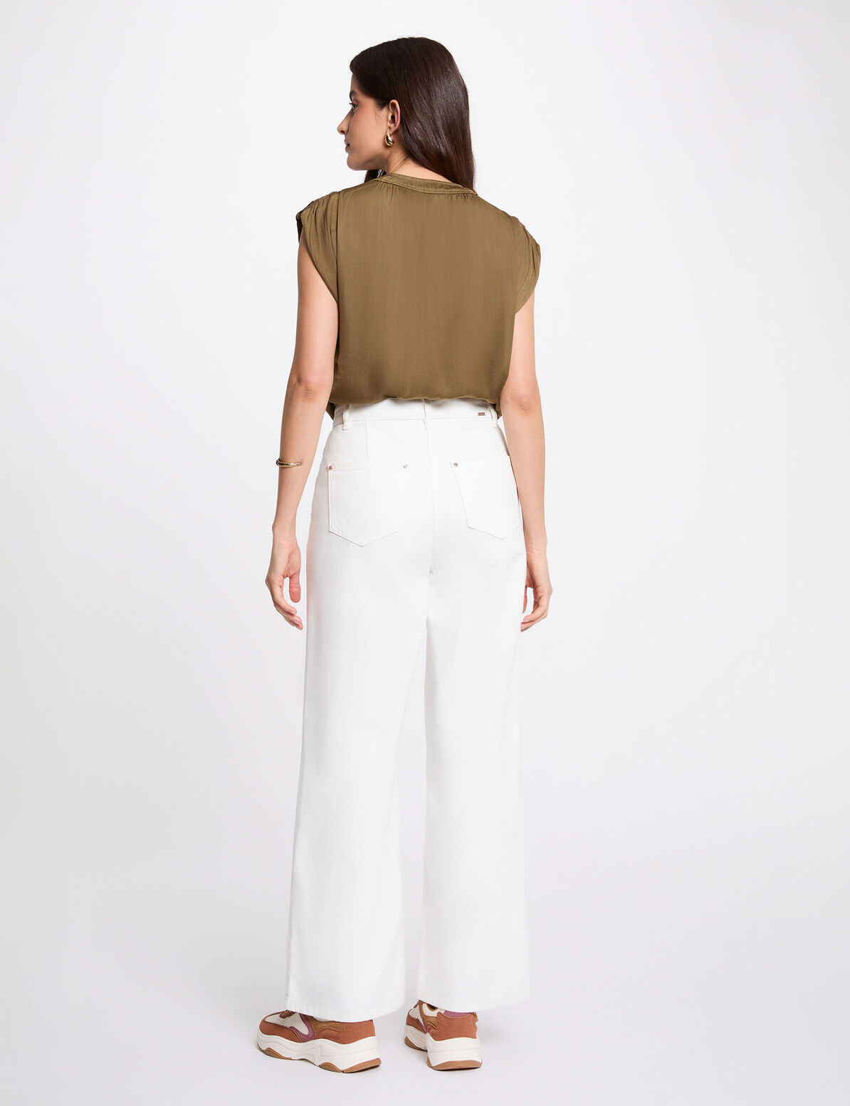 blouse-manches-courtes-satin-vert-kaki-femme-vue2-32536300984431145 Morgan De Toi 241-OROOVE GREEN
